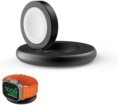 Ultra-Fast 5 W Wireless Charger for Apple Watch – Sleek Aluminum Alloy Magnetic Charging Station with USB-C Cable, Portable Design for All i Watch Series (Ultra/9/8/7/6/5/4/3/2/SE) – Ultimate Travel Companion for Quick Power-Up and Style