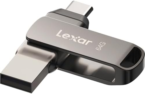 Lexar 256 GB Dual Drive D400 – High-Speed USB 3.2 Type-C & Type-A Flash Drive for Seamless Photo Backup and Storage Expansion, Perfect for i Phone 15 Users, Swivel Design with Durable Metal Housing, Up to 130 MB/s Transfer Rates for Effortless File Management and Enhanced Device Compatibility