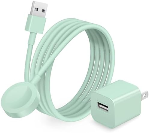 Chic 3.2 FT Wireless Fast Charger for Apple Watch – Effortless Charging Solution with Stylish Pink Design, Compatible with All Series 1-10, Includes Wall Plug for Ultimate Portability and Quick Power-Ups for Active Lifestyles