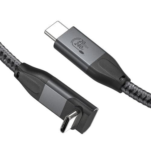 XAOSUN 3.3 ft USB C to USB C High-Speed Cable – 90-Degree Connector for 20 Gbps Data Transfer, 4 K Video Quality, and 240 W Rapid Charging – Ideal for Mac Book, i Pad, Samsung, and Gaming Devices – Unmatched Compatibility and Performance