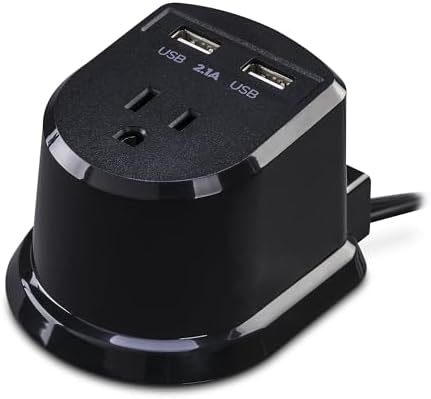 Cyber Power CSP105 U Professional Dual USB Power Station – Fast Charging Desktop Power Strip with Surge Protection for Home & Office Use, Compact Black Design for Enhanced Portability and Device Compatibility