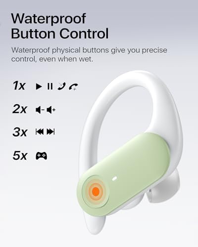 Maximize Your Fitness Journey with NS18 Wireless Earbuds – 12-Hour Playtime, Sweatproof Design, Tailored Sound via Custom App, and Robust 13 mm Bass Drivers for Deep Audio Experience, Featuring Bluetooth 5.3 for Seamless Connectivity (Black) – Ideal for Active Lifestyles and Audiophile Enthusiasts