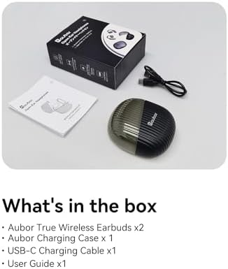 AUBOR True Wireless Open Ear Headphones with Bluetooth 5.3 – Ergonomic and IPX6 Water-Resistant Design for Ultimate Comfort, 45 Hours Playtime, Enhanced Call Clarity with ENC Technology – Perfect for Active Lifestyles and Compatible with i Phone & Android Devices