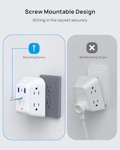 Maximize Your Charging Potential with the TROND Surge Protector Outlet Extender – 5-Outlet Power Strip with 3 USB Ports (1 USB-C) and ON/OFF Switch for Safe, Efficient Device Management at Home, Office, or On-the-Go – Ideal Multi Plug Expander with Enhanced Surge Protection and Space-Saving Design