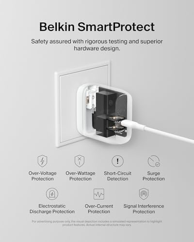 Belkin 40 W Dual Port USB-C Fast Charger Block – Rapid Charging for i Phone 16, 15, 14, 13, Pro, Samsung Galaxy S25, Pixel, i Pad, Air Pods & Nintendo Switch 2 – Compact, Lightweight, Enhanced Safety Design – Perfect for Home or Travel Charging Solutions