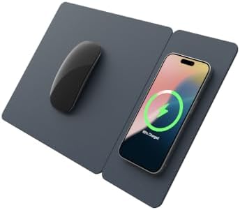 Enhance Your Workspace Efficiency with the POUT H3 Split Wireless Charging Mouse Pad – Fast Qi Charger for Seamless Device Power, Magnetic Alignment for Precision Use, Premium Anti-Slip Surface in Elegant Midnight Blue – Perfect for Smartphones and Earbuds – Elevate Your Productivity with Style and Functionality