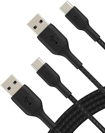 Enhance Your Charging Experience with the Belkin Boost Charge Braided USB-C to USB-A Cable – Fast, Reliable, and Versatile for i Phone 16, Samsung Galaxy S25, Google Pixel 9 & 8, i Pad Pro, Nintendo Switch 2, and Carplay – 3.3 ft Durable Design with Value 2-Pack for Optimal Performance and Longevity
