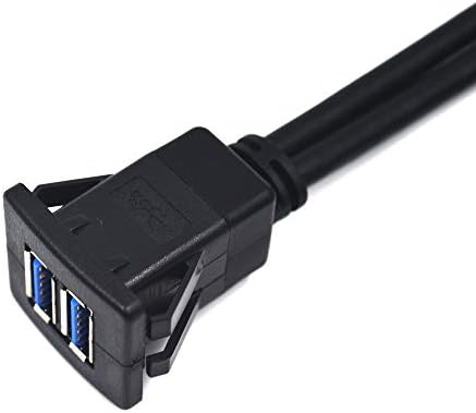 3.3 Feet Dual USB 3.0 Flush Mount Extension Cable – Premium Male to Female Panel Connector for Cars, Boats, and Motorcycles – Enhanced Speed and Aesthetic Integration for Seamless Charging and Data Transfer