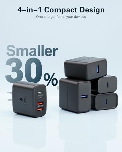 Dual-Pack 40 W USB C Charger Block – Fast Charging Power Adapter with 4 Ports for i Phone, Samsung, and i Pad – High-Speed Multi-Device Charging Solution with Enhanced Compatibility and Portability – Perfect for Home, Office, and Travel