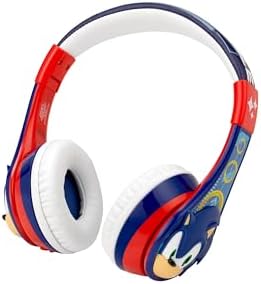 Sonic the Hedgehog Bluetooth Headphones for Kids – Safe Volume-Limited Over-Ear Design with Built-In Mic for Effortless Hands-Free Calls, Perfect for School, Travel, and Home Use – Dual Connectivity with Aux Cord for Ultimate Comfort and Versatile Listening