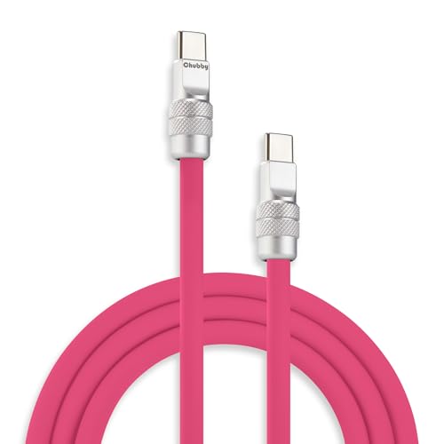 Chubbycable Chubby 2.0 Premium Fast Charging Cable – 240 W Power Delivery, 4.9 ft Type-C to Type-C Silicone Cord, Tangle-Free Design in Eye-Catching Red for Optimal Data Transfer and Enhanced Durability