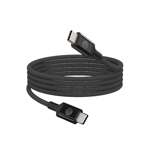 AT&T 6 ft Braided USB-C Charging Cable – Durable & Tangle-Free Cord for Fast Data Transfer and Universal Device Compatibility – Ideal for Phones, Tablets, and Laptops – Includes Warranty for Enhanced Reliability – Sleek Black Design