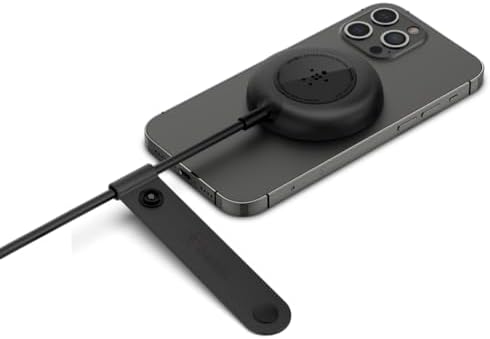 Belkin 7.5 W Magnetic Portable Wireless Charger Pad – Effortless Mag Safe Compatibility for i Phone Models 14, 13, 12, 11, XS Max, X, 8, 7, 6 s, 6, Plus – Fast Charging with 6.6 ft Long Cable for Ultimate Convenience – Sleek, Durable Design for Home, Office, and Travel Use – Enhance Your Charging Efficiency with Magnetic Alignment Technology