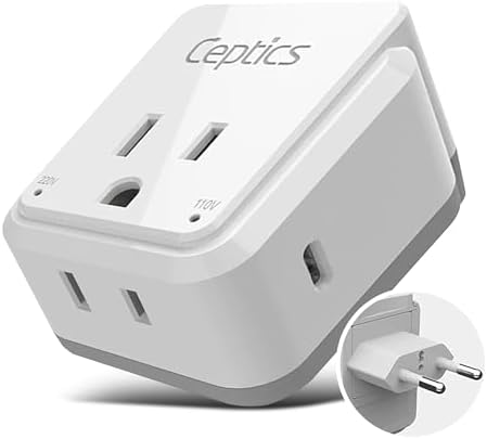 Compact Travel Power Adapter Set for Brazil, Peru & Chile – 20 W Dual USB & USB-C Charger with 2 USA Sockets – Fast Charging with Type C & N Attachments – Portable Plug Converter for Global Travelers – Stay Connected Anywhere