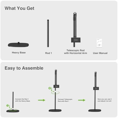 Revolutionize Your Reading Experience with the Elitehood Height Adjustable Tablet Floor Stand – 360° Rotatable Holder for i Pad, Kindle, Galaxy Tab, and Smartphones – Perfect for Hands-Free Viewing and Enhanced Comfort in Any Setting – Durable Design with Heavy Base for Stability and Versatility