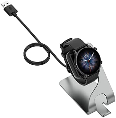 Chofit Premium Charger Dock for Amazfit Smartwatches – Fast USB Charging Station with 4.9 ft Cord for GTR4, GTR4 Pro, GTS4, GTS3, GTR 3, and T-Rex 2 – Stylish Silver Finish for Home & Office Use – Reliable & Durable Smartwatch Accessory