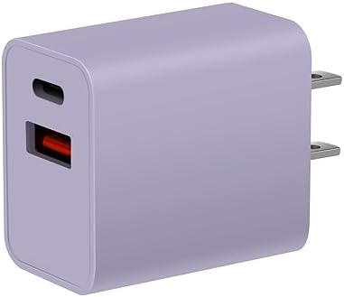 Dual Port USB C Fast Charging Block for Watch SE & i Phone 14 Pro Max – 2023 Upgrade with Elegant Purple Design | Simultaneously Charge Smartwatches and Smartphones | Compact & Durable Adapter for On-the-Go Efficiency