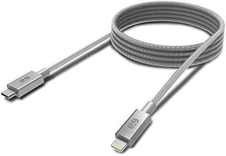 Premium Braided USB C to Lightning Cable – MFi Certified 4 FT Fast Charging & Data Sync for i Phone 14/14 Pro Max, 13/13 Pro, 12, SE, i Pad – Metallic Space Gray with Enhanced Durability and Power Delivery Support