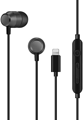 PALOVUE Lightning Magnetic Earbuds – MFi Certified In-Ear Headphones for i Phone 14, 13, 12, 11 Pro Max, X & i Pad – Premium Audio Quality & Hands-Free Microphone – Sleek Metallic Black Design for Ultimate Comfort and Style