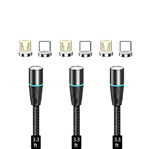 N. NETDOT Gen12 Magnetic Fast Charging Data Transfer Cable – 3 Pack (3.3 ft) for Micro-USB & USB-C Devices – Superior Speed & Ultimate Convenience for Android Users – Effortless Magnetic Connection for Seamless Charging & Data Syncing – Durable & Versatile Solution for Home, Office, and Travel