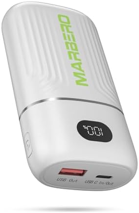 MARBERO Ultra-Lightweight 10,000 m Ah Fast Charging Power Bank – Compact USB-C Charger with 18 W Output for i Phone, i Pad, Samsung Galaxy & Google Devices – Essential Travel Companion with Advanced Safety Features for On-the-Go Power Management