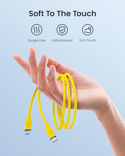 Transform Your Charging Experience with AOHI 140 W USB-C to USB-C Cable – Rapid PD 3.1 Fast Charging, Ideal for Mac Book Pro & i Phone 15 Pro Max, Durable 3.3 ft Length, Eye-Catching Yellow for Enhanced Visibility, Superior Data Transfer Speeds