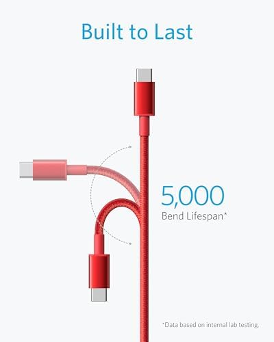 Anker 6 FT USB C to USB C Charging Cable Pack – 60 W Fast Charge for i Phone 16 Series & i Pad Mini 6 – Durable Nylon Braided Design, Enhanced Compatibility & Flexibility for All USB-C Devices (5 Pack)