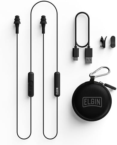 Elgin Ruckus Wireless Bluetooth Earplug Headphones – OSHA Compliant with 25 d B Noise Reduction, Sweatproof IP65 Design, 12-Hour Battery Life, and Integrated Noise-Canceling Mic for Ultimate Clarity in Any Environment