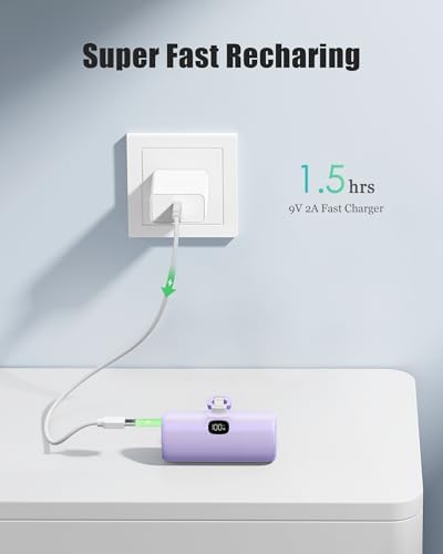 Ultra-Compact 5000 m Ah Mini Power Bank – 20 W Fast Charging Portable Charger for i Phone & Android – Lightweight Travel Essential with PD Compatibility & Smart Protection – Perfect for Short Trips, Camping, and Everyday Use