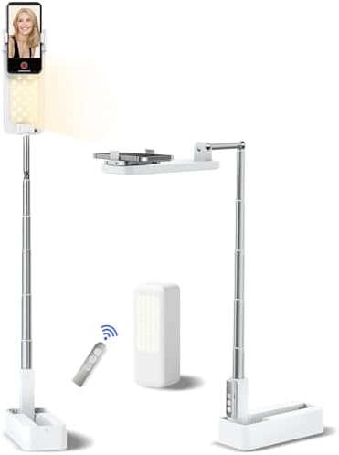 Overhead Phone Stand for Recording,Overhead Phone Mount, Foldable/Extendable/Rechargeable Phone Stand with Light&Wireless Remote, for Photo/Vlog Kit/Tiktok/Unboxing Video,Cooking.v10 – Enhanced Compatibility and Speed
