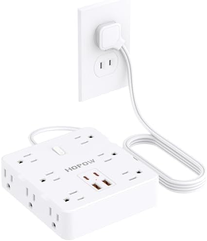 Upgrade Your Charging Experience with 2 Prong Power Strip: 12 AC Outlets & 4 USB Ports (2 USB-C), 1700 J Surge Protector, 5 FT Extension Cord – Wall Mountable for Enhanced Safety in Older Homes with Non-Grounded Outlets