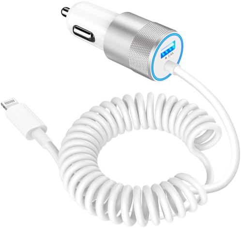 Rombica 105 W MFi Certified Dual USB-C & USB-A Fast Car Charger for i Phone 16 Pro Max – Ultimate Portable Power Solution with 6 FT Coiled Type-C Cable for Rapid Charging on the Go, Perfect for Road Trips and Daily Commuting