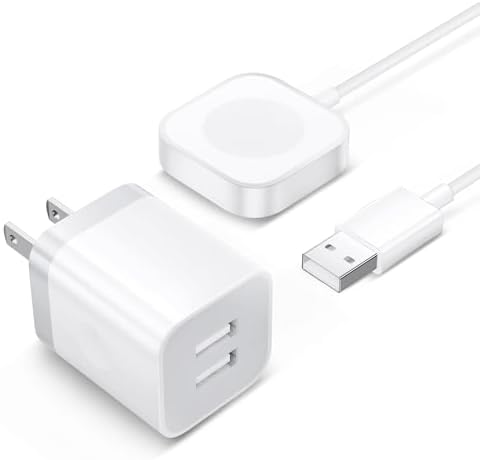 2025 Enhanced Magnetic Wireless Charger for Apple Watch – 3 FT Portable Charging Cable with Dual USB Power Adapter for Fast and Efficient Charging of All Models, Including Ultra/10/9/8/7/SE/SE2/6/5/4/3/2/1 – Seamless Magnetic Alignment and Durable Design for Active Lifestyles