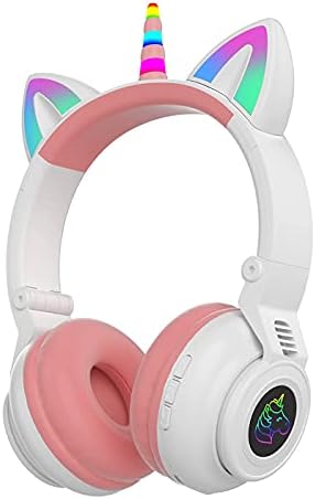 Enchanting Unicorn Wireless Headphones for Kids – Stylish Pink Foldable Design with Light-Up Features, Perfect for Tablets and Toddlers – Superior Sound Quality and Comfort for Magical Listening Adventures – Durable, Adjustable, Tangle-Free Fun for Every Little Girl