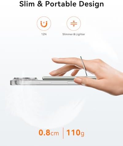 Kuulaa Slim Magnetic Portable Power Bank for i Phone – 5000 m Ah PD 20 W Fast Charging Battery Pack with Rotating Stand for Mag Safe Compatible i Phone 12/13/14/15/16 Series (Titanium Finish) – Ultimate On-the-Go Charging Solution
