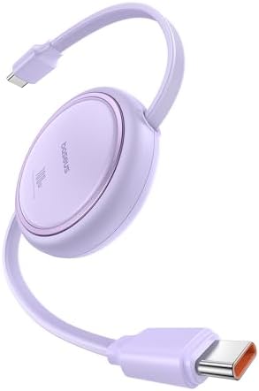 Baseus 100 W Retractable USB-C to USB-C Charging Cable – Versatile 6.6 ft Length with 7 Adjustable Stages for High-Speed Charging of i Phone 16/15 Pro Plus, Mac Book, i Pad Pro, Samsung S24/S23+ – Durable, Tangle-Free Solution for Home and Travel Charging Needs
