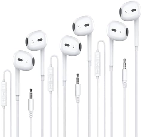MOSWAG High-Fidelity Wired Earbuds with Built-In Microphone – Universal 3.5 mm Jack Earphones for Smartphones, Laptops, MP3 Players & More – Lightweight, Tangle-Free Design for Ultimate Comfort and Durability