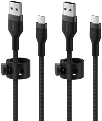 Belkin Boost Charge Pro Flex Braided USB-C to USB-A 2 M Fast Charging Cable – USB-IF Certified, Ideal for i Phone 16, Galaxy S25, i Pad Pro, Pixel & Nintendo Switch 2 – Durable Braided Design for Enhanced Flexibility and Rapid Power Delivery – Sleek Black Finish for Home and Travel Use