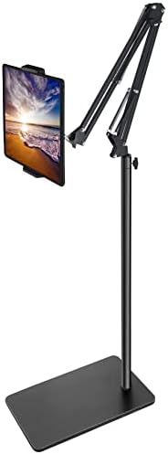 Adjustable Tablet Floor Stand with Double Weight Base – Versatile Hands-Free Holder for i Pad, Galaxy Tab, Kindle & Cell Phones – Perfect for Bedside, Couch, and Office Use – Enhanced Stability and Flexibility for Optimal Viewing Experience
