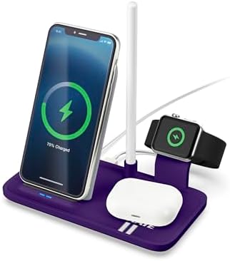 SOAR NCAA 4-in-1 Wireless Charging Docking Station: Rapid Charge Solution for i Phone, Apple Watch, Air Pods & Apple Pencil – Official NCAA Design for Ultimate Fan Experience and Device Compatibility