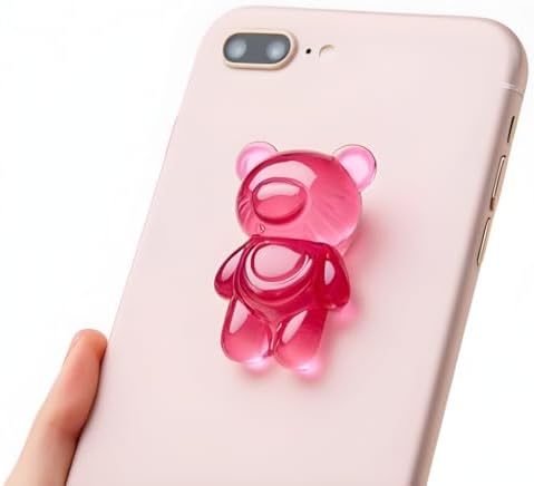 Whimsical 3 D Gummy Bear Phone Grip Stand – Portable Magnetic Finger Holder for Enhanced Stability and Comfort – Cute Collapsible Anti-Slip Design for Cellphones & Tablets – Vibrant Pink Color for Fun, Functional Style – Effortless Attachment & Removal for On-the-Go Convenience