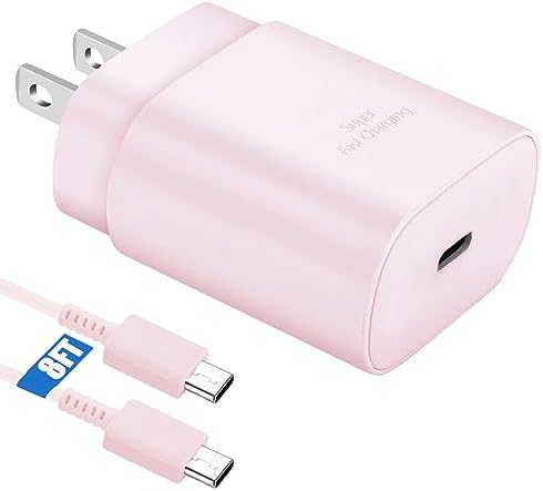 10 Ft USB C Charging Cable with 25 W Fast Charge Block – Optimal Compatibility for Samsung Galaxy S25/S24/S23 Series and Note 20/10 – Durable, Long-Lasting Performance for Home, Office, or Travel Use – Effortless Power for Your Android Devices