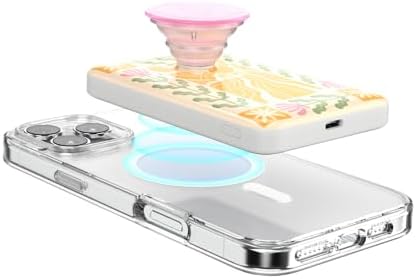 Mag Safe-Compatible Pop Sockets Power Pack: 5000 m Ah Portable Phone Charger for i Phone 12/13/14/15/16 Pro/Pro Max/Plus – Effortless Magnetic Wireless Power Bank in Sleek White for Fast Charging on the Go