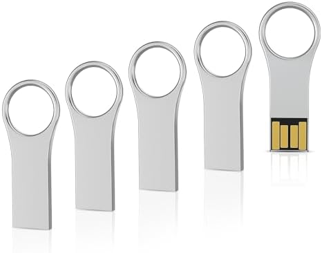 RAOYI 64 GB Metal Key Shape USB Flash Drive – 5 Pack Stylish & Durable USB 2.0 Memory Stick for Effortless Data Storage, Ideal for PC, Laptop & Desktop Use – Compact, Lightweight & Reliable Keychain Accessory