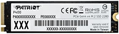 Patriot Memory P400 Lite 500 GB M.2 PCIe Gen 4 SSD – Ultimate High-Speed NVMe Storage for Gaming and Content Creation – Reliable Performance with Enhanced Thermal Management and 3-Year Warranty – Upgrade Your System Now!