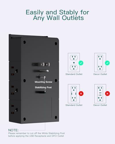 Addtam Surge Protector Power Strip – 12-Outlet Wall Mount Multi Plug Extender with 3 USB Ports (Including USB-C) for Home, Office & Travel – Space-Saving Design with Enhanced Safety Features and Fast Charging Capability