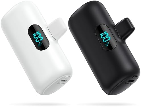 Dual Pack Mini Portable Power Banks for i Phone – 5000 m Ah PD Fast Charging Battery Pack, Ultra-Compact Design, Compatible with i Phone 14/13/12/11/XR/X/8 – Stylish and Reliable On-the-Go Charging Solution
