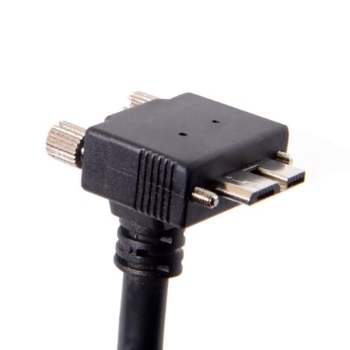 Chenyang 90-Degree Micro USB 3.0 Cable – Type A Male to Micro B Male, 3 M High-Speed Connector for Industrial Cameras & Devices, Enhanced Durability with Mount Panel Screws, Perfect for Tight Spaces and Optimal Cable Management