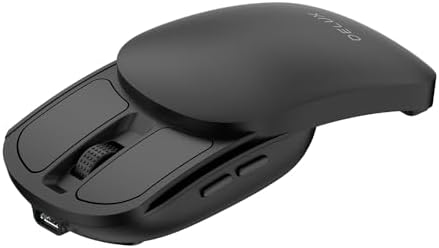 De LUX 2-in-1 Wireless Bluetooth Travel Mouse – Ultra-Quiet Clicks, Dual Connectivity (2.4 GHz & BT5.2), Up to 4000 DPI Sensitivity, Slim & Foldable Design, Rechargeable Battery for Seamless Use on Windows, mac OS, and Android Devices – Perfect for Professionals on the Go
