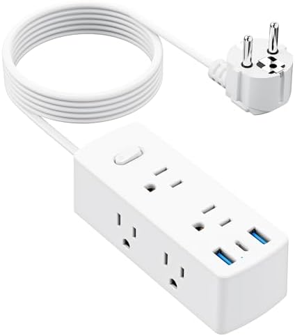 Comprehensive Universal Travel Adapter for Global Journeys – Olcorife 6-Outlet & 3-USB Port Power Solution with 5 ft Extension Cord | EU, UK, US, AUS Compatibility | Enhanced Surge Protection & Multi-Device Charging Convenience